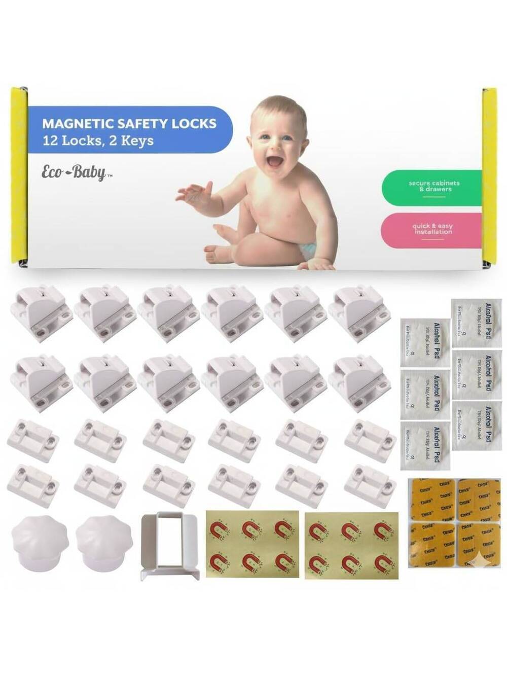 Eco-Baby Magnetic Cabinet Locks - Child Safety